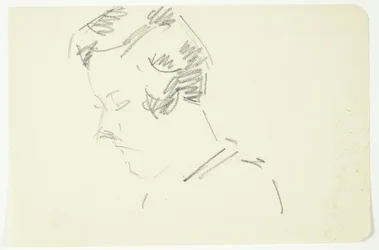 Porträtstudie der Malerin Ellen Olrik, mit geneigtem Kopf, 7/8-Profil nach links