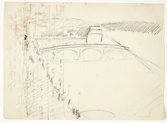 Blick aus einem Fenster bei Lungarno über den Fluss in Richtung Santo Spirito und San Miniato-Höhen, Florenz