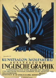 Deutsches Plakat für eine Ausstellung englischer Grafiken für das Board of Trade und das British Museum