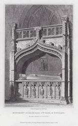 Monument von Archibald, 5. Earl of Douglass, in der Kirche von Douglass (Gravur)