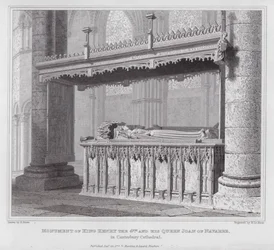Denkmal von König Heinrich IV. und seiner Königin Johanna von Navarra in der Kathedrale von Canterbury (Gravur)