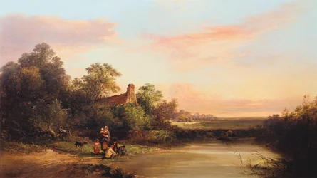 Englische Landschaft mit Hütte und Bach, 1860