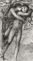 Phyllis und Demophoon, ca. 1868 (rosa Kreide) (s/w Foto)
