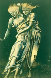 Studie von tanzenden Figuren in Umarmung: Ein Entwurf für Metall