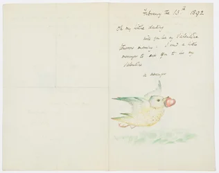 Valentinsbrief an die Enkelin des Künstlers, Angela Thirkell, 13. Februar 1892