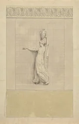 Weibliche Figur mit Wasserkrug auf dem Kopf