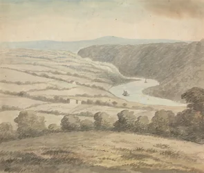 Flusslandschaft mit Booten