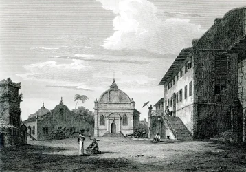 Regierungsgebäude in Malakka, graviert von George Cooke