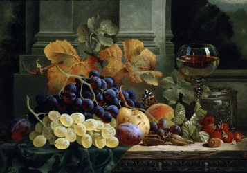 Stillleben mit Früchten und Schmetterling