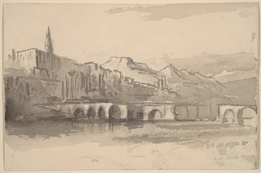 Brücke mit Bergen in der Ferne (Ventimiglia)