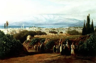 Stadt mit Friedhof