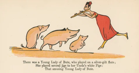 Es war eine junge Dame aus Bute, die auf einer silbervergoldeten Flöte spielte, aus 