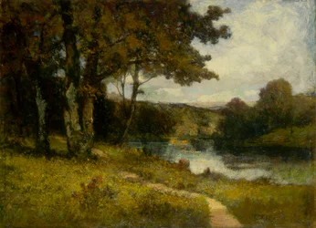 Unbetitelte Landschaft, Bäume am Fluss, 1891