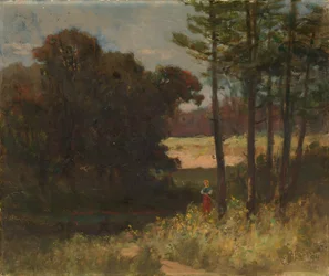 Unbetitelte Landschaft mit Bäumen und Frau, 1894