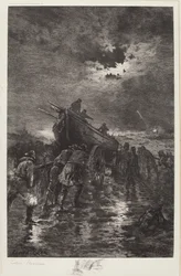 Ohne Titel (Ein Dory zu Wasser lassen / Zur Rettung / Schiffswrack)
