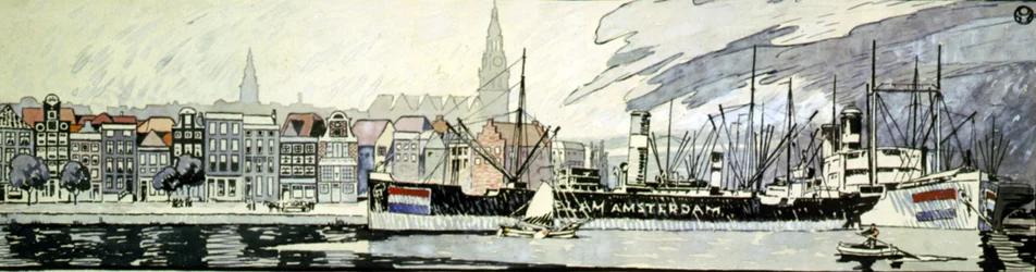 Holland und ihre Schiffe. Aquarell von Edward Penfield
