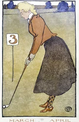 Frau spielt Golf - in "Golf Calendar" von Edward Penfield