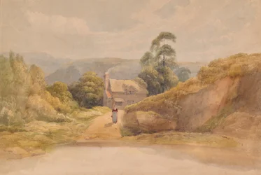 Landschaft mit Hütte