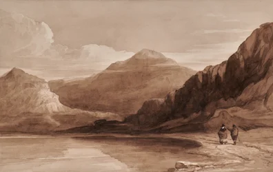 Landschaft mit Figuren und Berg