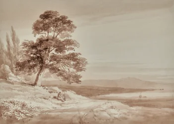 Landschaft mit Figuren und Baum
