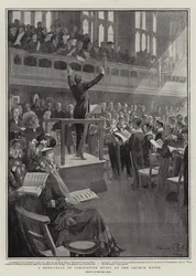 Eine Probe der Krönungsmusik im Church House