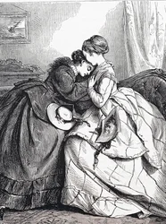 Eine ältere Schwester tröstet ihre jüngere Schwester
