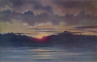 Ein April-Sonnenuntergang von Hut Point, Blick nach Westen, 1911, 1913