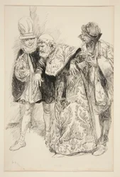 Baptista protestiert, Illustration für Akt I, Szene i, Der Widerspenstigen Zähmung
