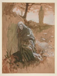 Figur im Wald - nicht identifizierte Illustration