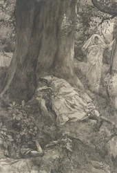 Hermia im Wald, Illustration für Akt III, Szene ii, Ein Sommernachtstraum