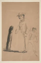 Mann und Junge (recto); Köpfe und Figuren von Chinesen (verso)
