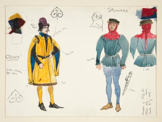 Olivier und Amiens, Kostümentwurf für Henry Irving