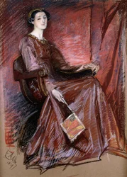 Sitzende Frau mit elisabethanischem Kopfschmuck, 1897