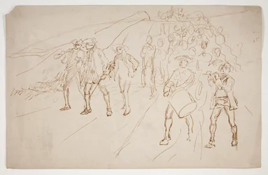 Skizze von Truppen des Revolutionskriegs, marschierend