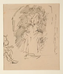 Studie für Priester und die große Dame (Aquarell)