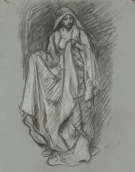 Studie für drapierte weibliche Figur, Figurenstudie für Die Suche nach dem Heiligen Gral (Serie von 15 Gemälden für die Boston Public Library, abgeschlossen 1901)