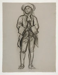 Studie für die Figur von Penn(?) oder Franklin(?) für ein Wandgemälde im Staatskapitol in Harrisburg, Pennsylvania, 1902-1911 (vollendet von John Singer Sargent)