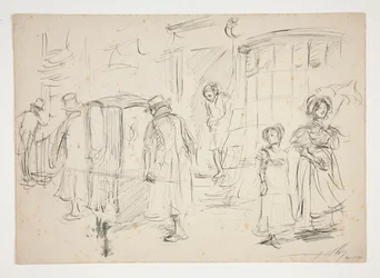 Studie einer Straßenszene mit Sänfte