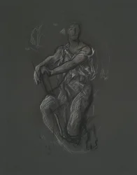 Unidentifizierte Figurenstudie für ein Wandgemälde im Pennsylvania State Capitol Building, Harrisburg, 1902-1911