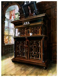 Ein Schrank aus Eiche und Walnuss, 1910
