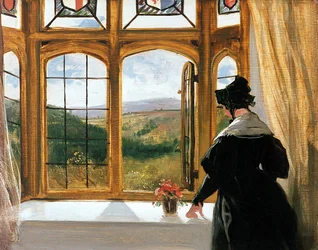 Herzogin von Abercorn schaut aus einem Fenster