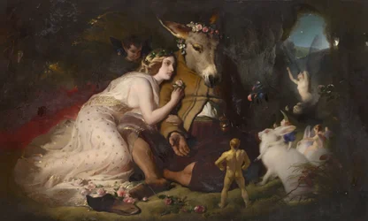 Szene aus Ein Sommernachtstraum. Titania und Zettel