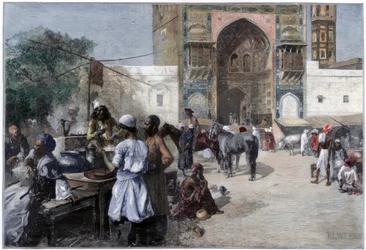 Ein Freiluftrestaurant in Lahore, Indien, 1880