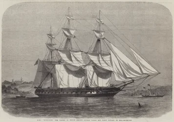 HMS Euryalus, das Schiff, auf dem Prinz Alfred seine erste Seereise unternimmt