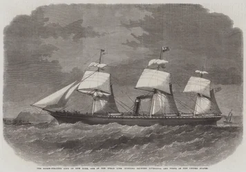 Der Schraubendampfer City of New York, einer der Inman Line, die zwischen Liverpool und den Häfen der Vereinigten Staaten verkehrt