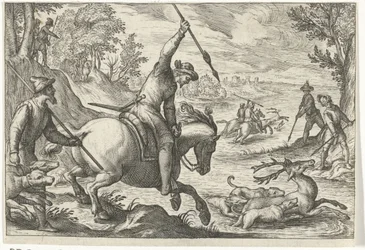 Landschaft mit Hirschjagd