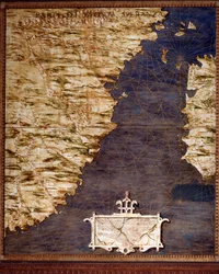Karte von Südafrika und dem Kap der Guten Hoffnung von Egnazio Danti (1536-1586), italienischem Mathematiker, Kosmografen und Architekten. Um 1567. Florenz, Palazzo Vecchio, Sala del Mappamondo.