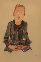 Sitzender Bub mit gefalteten Händen (Bildnisstudie Dr. Oska)