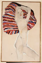 Akt gegen farbiges Material, 1911