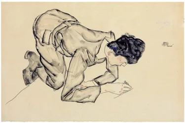 Erich Lederer, der auf dem Boden zeichnet, 1912